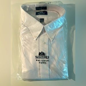 NEW! Stafford button down dress shirt. White. Sz X Tall, Neck 19, Arms 38